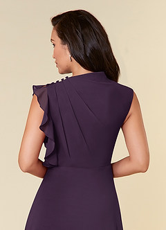 Azazie Narine Mother of the Bride Dresses Plum A-Line High Neckline Pleated Chiffon Dress image7