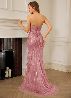Katheron Pink Beading Tulle Mermaid Corset Prom Dress image7