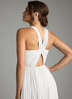 Azazie Afra Abiti da Damigella Abito A-Line in Chiffon Plissettato Bianco image6