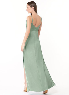 Azazie Esmee Final Sale Terracotta A-Line Pleated Stretch Satin Dress image4