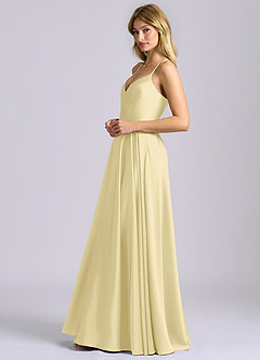 Azazie Truce Bridesmaid Dresses Lemon Sorbet A-Line Stretch Satin Dress image5