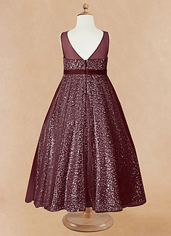 Azazie Siwa Flower Girl Dresses Cabernet A-Line Beaded Tulle Dress image7