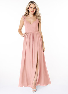 Azazie Stassie Final Sale Rosette A-Line Sweetheart Ruched Chiffon Dress image3