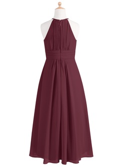 Azazie Bonnie Junior A-Linie Plissee Chiffon Kleid Cabernetrot image6