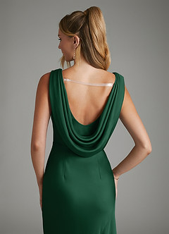 Azazie Elena Bridesmaid Dresses Dark Green Mermaid Pleated Stretch Satin Dress image6