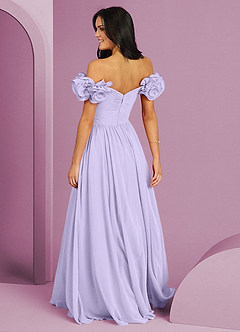 Barbie ♥ Azazie Robes de demoiselle d'honneur Robe Trapèze Convertible en Mousseline de soie Épaule décolletée Lilas image2