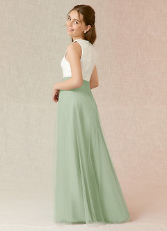Azazie Albertine Junior Dusty Sage A-Line Lace Chiffon Dress image2