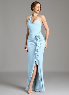 Azazie Gwyneth Suknie dla druhen Syrena Pofałdowany Koszulka Premium Stretch Do ziemi Sukienka image5