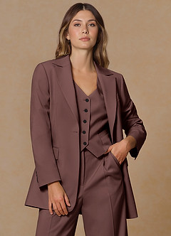 front Rowan Espresso Refined Weave Performance blazer