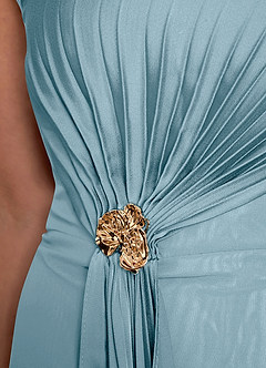 Azazie Dinanta Mother of the Bride Dresses Moody Blue Column Pleated Chiffon Dress image8