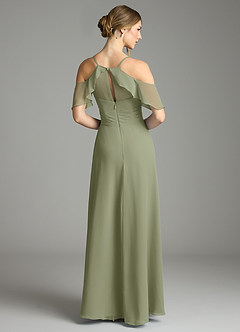Azazie Dakota Bridesmaid Dresses Pistachio A-Line V-Neck Pleated Chiffon Dress image2