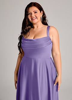 Azazie Shaude Bridesmaid Dresses Tahiti A-Line Pleated Stretch Satin Dress image9