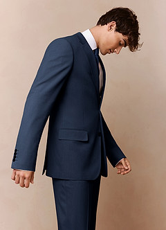 front James Dark Navy Structured Stretch Suit Jacket