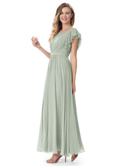 Azazie Daphne Modest Bridesmaid Dresses A-Line Ruffled Chiffon Floor-Length Dress image25
