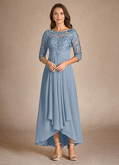 Azazie Marietta Mother of the Bride Dresses Dusty Blue A-Line Lace Dress image4
