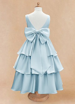 Azazie Margie Flower Girl Dresses Sky Blue A-Line Bow Stretch Satin Dress image5