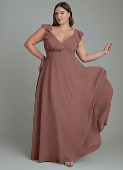Azazie Leilani Bridesmaid Dresses Espresso A-Line Pleated Chiffon Dress image8