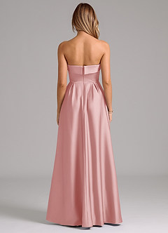 Azazie Lucienne Vestidos de damas de honor Vestido de Rosa Empolvado de Satén Elástico de Corte en A Convertible con Sin tirantes image7