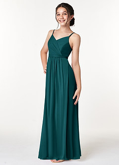 Azazie Luxy Junior Peacock Pleated Mesh Dress image5