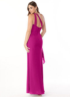 Azazie Maive Vestidos de damas de honor Vestido de Fucsia de Gasa de Recto con Volante plisado image3