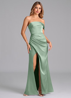 Azazie Lisbeth Bridesmaid Dresses Agave Mermaid Off the Shoulder Stretch Satin Convertible Dress image4