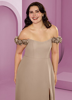 Barbie ♥ Azazie Bridesmaid Dresses Taupe A-Line Off the Shoulder Chiffon Convertible Dress image16