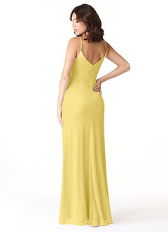 Azazie Deandra Bridesmaid Dresses Canary Mermaid Pleated Mesh Dress image3
