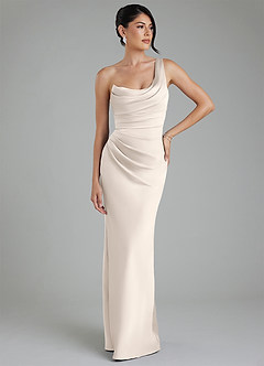 Azazie Sabrina Bridesmaid Dresses White Alabaster Mermaid Corset Stretch Satin Dress image7