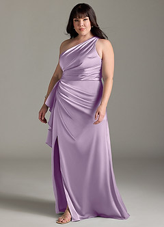 Azazie Maive Robes de demoiselle d'honneur Robe Fourreau en Satin extensible Rayé Frostiges Flieder image4