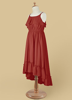 Azazie Karmen Flower Girl Dresses Terracotta A-Line Ruched Chiffon Dress image11
