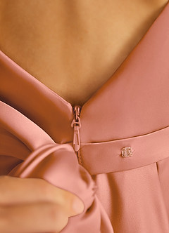 Azazie Pipsy Blumenmädchenkleider A-Linie Schleifen Matte Satin Kleid Mai Tai image6
