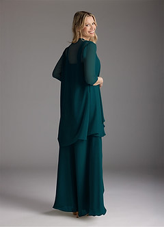 Azazie Weisz Mother of the Bride Dresses Pine A-Line Square Neckline Pleated Chiffon Dress image2