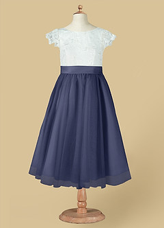 Azazie Vetty Flower Girl Dresses Ivory Stormy A-Line Lace Tulle Dress image12