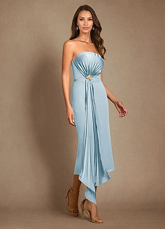 Azazie Dinanta Mother of the Bride Dresses Sky Blue Column Pleated Chiffon Dress image7