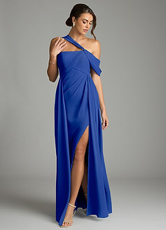 Azazie Kassandra Brautjungfernkleider A-Linie Schulterfrei Chiffon Kleid Königsblau image3