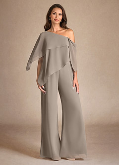 Azazie Halima Abiti per la Madre della Sposa Abito Tuta Pantaloni in Chiffon Spacco Laterale Taupe image1