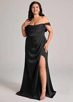 Azazie Johana Bridesmaid Dresses Black Mermaid Off the Shoulder Stretch Satin Convertible Dress image10