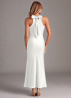 Azazie Doretta Bridesmaid Dresses White Mermaid Pleated Stretch Satin Dress image6