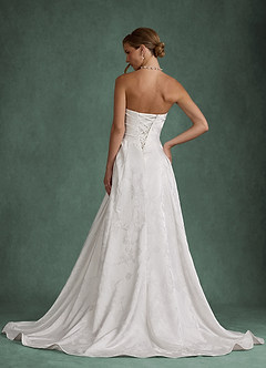 Azazie Tempest Wedding Dresses Diamond White A-Line Strapless Floral Jacquard Dress image3