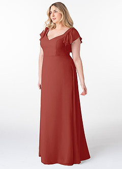Azazie Syenna Bridesmaid Dresses Terracotta A-Line Ruched Chiffon Dress image8