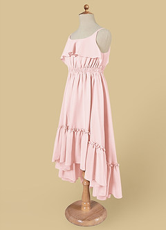 Azazie Karmen Flower Girl Dresses Blushing Pink A-Line Ruched Chiffon Dress image8