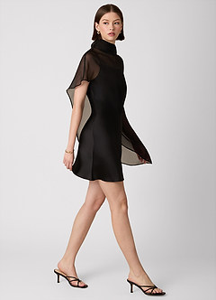Crystle Black 100% Washable Silk Mini Dress image2