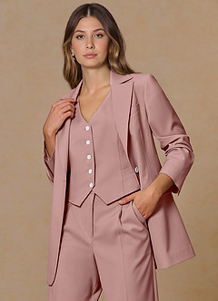 front Rowan Rosa Polverosa Blazer Performance in tessuto raffinato