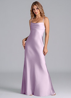Azazie Seema Bridesmaid Dresses Frosted Lilac Mermaid Corset Stretch Satin Dress image3