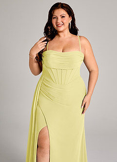 Azazie Amyra Brautjungfernkleider Wandelbar Etui Schulterfrei Chiffon Kleid Zitronensorbet image9