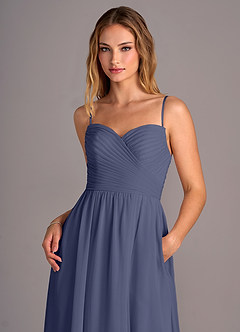 Azazie Joni Jurken voor bruidsmeisjes Converteerbaar Jurk van Chiffon met A-Lijn Strapless Stormachtig image2