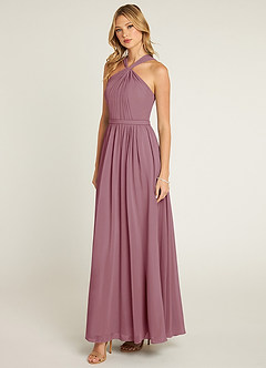 Azazie Jacey Final Sale Vintage Mauve A-Line Pleated Chiffon Dress image3
