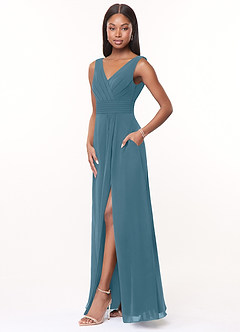 Azazie Karina Bridesmaid Dresses Bermuda A-Line Pleated Chiffon Dress image3