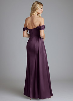 Azazie Amyra Bridesmaid Dresses Plum Mermaid Off the Shoulder Stretch Satin Convertible Dress image2