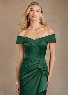 Azazie Laredo vestidos de madre de la novia Vestido de Verde Oscuro de Satén Elástico de Sirena con Vestidos sin tirantes image6
